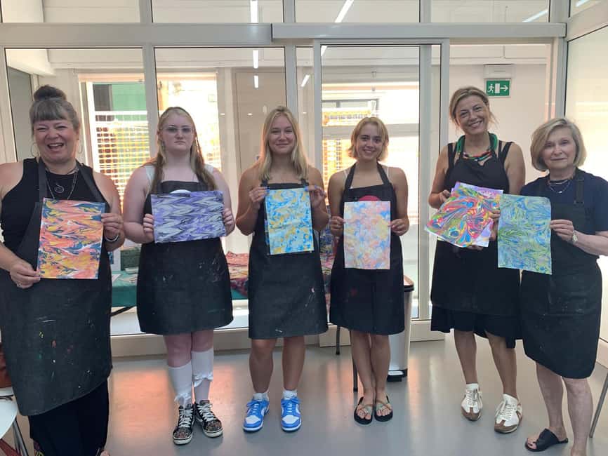 Florentine Paper Marbling Artisan Experience - How the class runs: intro, demo, then your turn