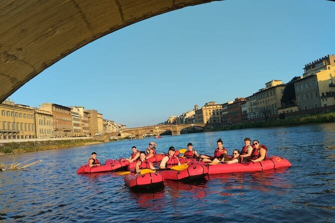 Kayaking on the Arno River in Florence under the Pontevecchio Arcade - Your raft setup: single or double, plus the gear that saves you
